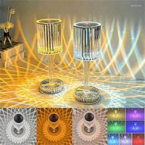 Table Lamps Rechargeable Diamond Crystal Lamp Acrylic Desk Decor Atmosphere LED Bedside Night Light For Bedroom/Living Room