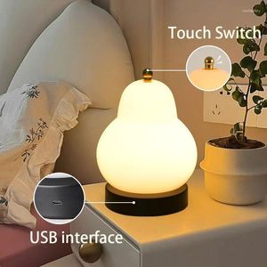 Tafellampen Oplaadbare vintage peren LED Touch Diming Lamp Huisverlichting Slaapkamer Decor Bed Nightlight Study Desk Light