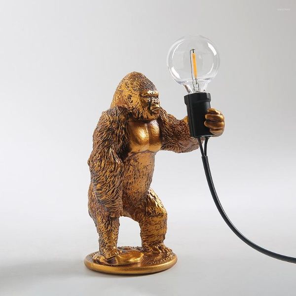 Lampes De Table Résine Animal Gorille Lampe Petit Mini Ornements Mignon LED Lumières Décor À La Maison Luminaire Artisanat Lampe De Design