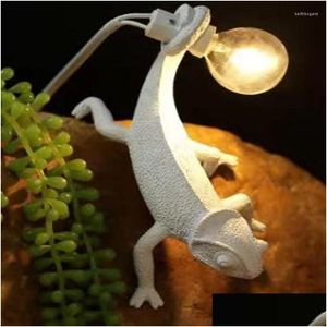 Lámparas de mesa Resin Lizard Night Light Room Nórdica Redacto para la moderna lámpara de animales Pasillo ambiental Pasillo de varita Delive Dhkkj