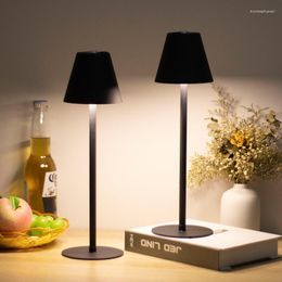 Tafellampen Restaurant Bar Oplaadbare LED-lamp Studie Lezen Touch Draadloos Licht Metaal Draagbaar Slaapkamer Energiebesparend Decor