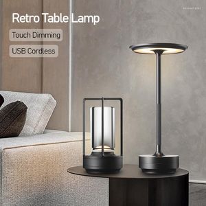 Lampes de table rétro barre lampe de luxe LED bureau tactile gradation veilleuse USB sans fil décoratif pour Restaurant/el/maison