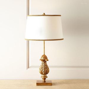 Tafellampen retro gesneden massief houten bedlamp eenvoudige handgeschilderde gouden folie prachtige atmosferische woonkamer studie verlichting