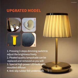 Lampes à table rétro lampe à tissus portable portable touche sans fil d'éclair