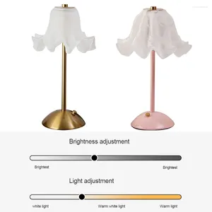 Lampes de table rétro française fleurie romantique fleur lampe USB USB RURAGE RURAL LEIL CONTRÔLE TOUCHE CONTRÔLE STEPLES