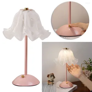 Tafellampen retro Franse romantische bloemen bureaulamp uSB oplaadbaar landelijk licht aanraakbesturingseless dimmen