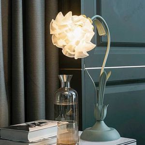 Tafellampen retro Franse romantische bloemen bureau lamp sfeer sfeer sense bed tafel lichten crème stijl pastoraal land voor thuis slaapkamer
