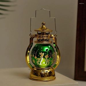 Lampes de table de table rétro de conception de kérosène lampe suspendue ornements artisanat décorations de pendentif de Noël petite lanterne LED