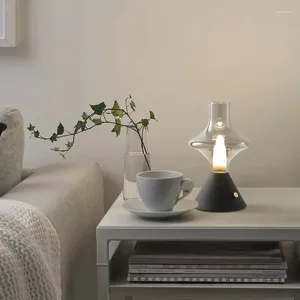 Lampes de table rétro lampe LED chevet chambre rechargeable gradation tactile lumière verre nuit décor à la maison atmosphère
