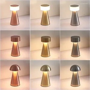 Tafellampen Retro kleine dimbare aanraakschakelaar LED-bureau USB oplaadbaar draadloos nachtlampje voor slaapkamerdecoratie