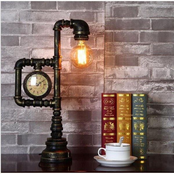 Lampes de table rétro vintage industriel tube d'eau lumière créative restaurant étude chambre décoration