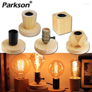 Tafellampen retro vintage lamp houten E27 nachtlicht 85-265V EU-plug voor slaapkamer bed bureau vloer decor meerdere vormen