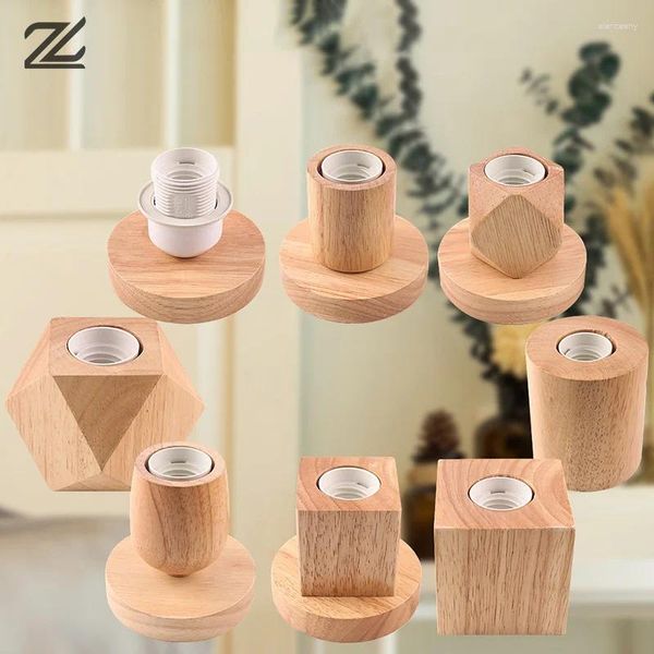 Lámparas de mesa Lámpara de madera retro E27 Socket Base de escritorio vintage Soporte de madera Luz 220V Decoración de cabecera