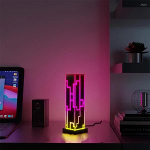 Tafellampen RGB Desktop Decoratieve sfeer Lamp Voice Control Building Kleurrijke nachtlichten Cuboid voor slaapkamer woonkamer