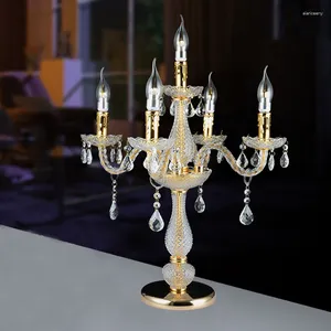 Lampes de table romantique pour la chambre de lit de chambre à coucher décoration de cristal clair