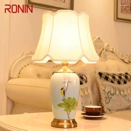 Tafellampen ronin bloemen vogels keramieklamp led modern eenvoudig warm creatief bed bureau licht voor huis woonkamer slaapkamer