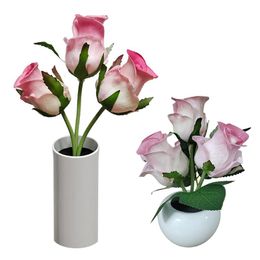 Tafellampen roze bloem nacht licht kunstmatige bloemenpot potplant landschap lamp huis slaapkamer woonkamer decortabele lampstable