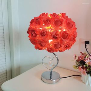 Tafellampen roze lamp hart gevormd kristallen decoratief bureau pastoraal creatieve bruiloft slaapkamer bedromantische verlichting