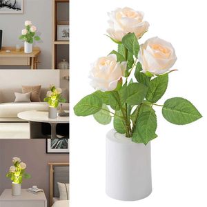 Tafellampen roze nachtlicht rozen sfeer licht kunstmatige bloemen tafellamp geschenken voor mama vrouw vriendin