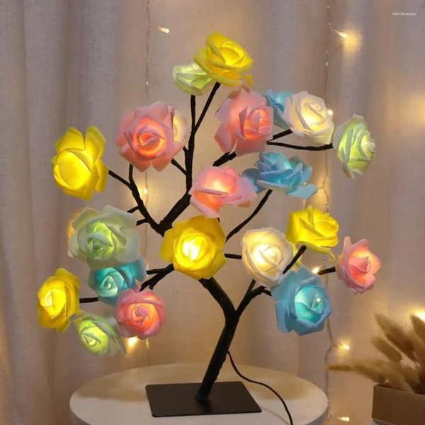 Lampes de table des lumières d'arbre de rose 24pcs lampe à LED lampe à lampe à LED USB PARTIE DE NUILLE DE NUILLE Décoration intérieure ou cadeau de vacances