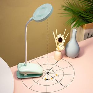 Tafellampen rond lamp USB aangedreven dimable adj -verenig bed LED 360 Dedgree Clip Light Home Dorm Lighting Tool