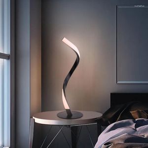 Lámparas de mesa, lámpara Led en forma de S, luz minimalista moderna para dormitorio, mesita de noche, escritorio acrílico, iluminación interior nocturna 2023