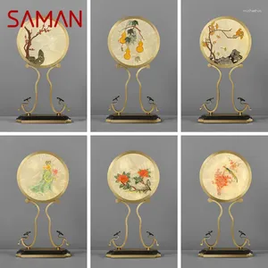 Lampes de table Saman chinois lampe simple vintage en laiton LED Bureau léger conception créative pour la maison de chambre à coucher décor de chevet