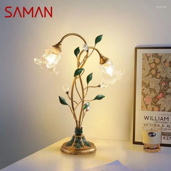 Lámparas de mesa Saman Lámpara contemporánea LED PASTORAL DE LED CREATIVO Sala de estar de flores creativas Dormitorio y estudio Descripción de la decoración del hogar
