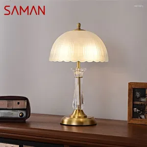 Lampes de table Saman lampe en laiton moderne LED créatif de luxe de luxe Crystal Copper Desk Light for Home Living Room Bedroom Decor