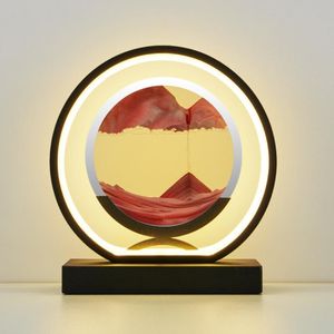 Lampes de table Sandscapes Lampe Mobile Sable Art Image Verre Rond 3D Sablier En Mouvement Affichage Cadre Fluide Pour La Maison DecorationTable