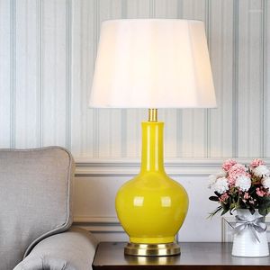 Tafellampen SAROK LED-bureaulamp voor bedlamp 220V Luxe Koper Keramiek Decoratie Woonkamer Slaapkamer Bibliotheek Studie Kantoor