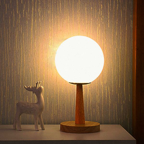 Lámparas de mesa dormitorio cálido escandinavo moderno simple vidrio blanco mesa creativa luz de noche control remoto lámpara de noche AA230421