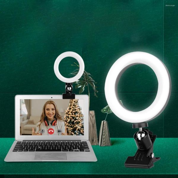 Lampes de table Selfie Ring Lampe Po Clip LED Ordinateur Vidéo Conférence Live Fill Light Trois Couleurs 5 pouces