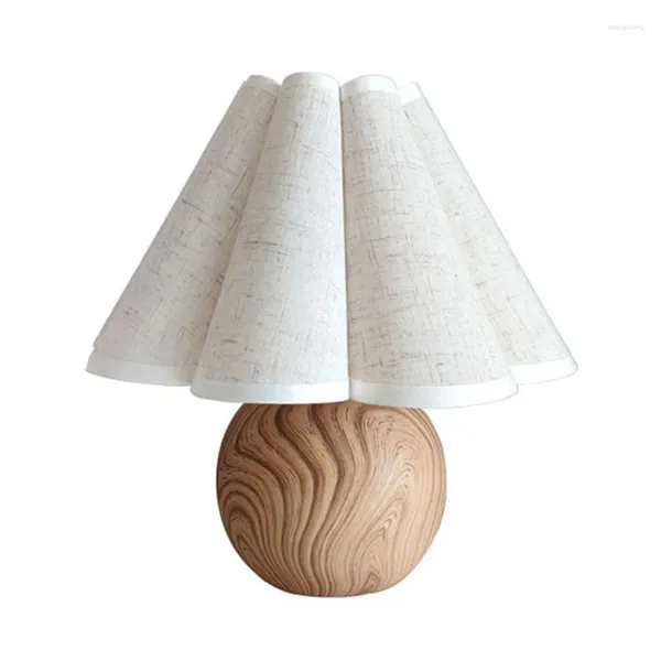 Lampes de table Designs simples lampe en bois de style coréen en lin blanc rond