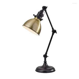Lámparas de mesa simples adesso alden lámpara de escritorio bronce antiguo con acentos de latón