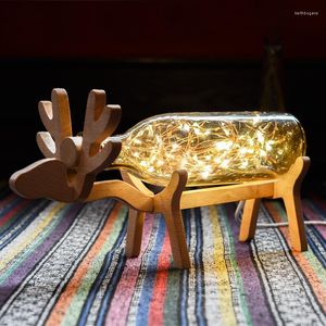 Tafellampen Sky Star Deer Lamp Kerstcadeau Cadeau Zoete Nachtlichten Noordse glazen LED -bureau van het hoofd Een bed