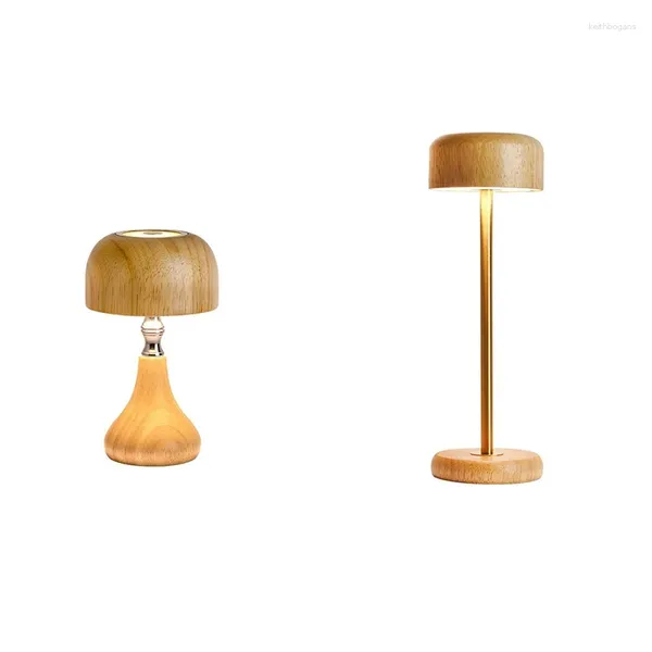 Lampes de table Petite lampe de bureau en bois de noyer rechargeable Lampe de chevet tactile Lampe de nuit rechargeable par USB