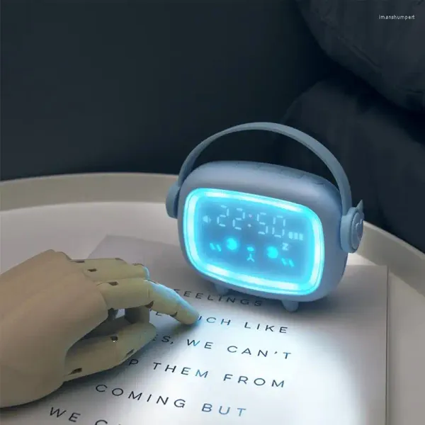 Lámparas de mesa Tiempo inteligente Reloj de despertador de ángel USB Cargo de tiempo Control de voz Ajuste de luz Noche Digital Regalo para niño