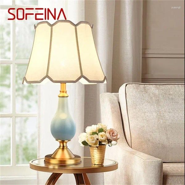 Lampes de table Sofeina Ceramic Brass Modern Luxury Fabric de cabinet Light Home Decorative For Living Room Dining chambre