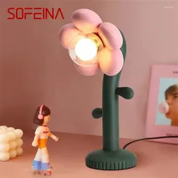 Lampes de table Sofeina lampe moderne LED Creative Resin Flower Girl's Bedside Desk Light for Home Living Room Children's chambre