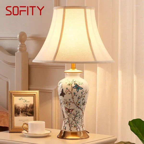 Lampes de table Sofity Lights en céramique moderne LED simple Creative Luxury Bedside Desk Lampe For Home Living Room Étude chambre