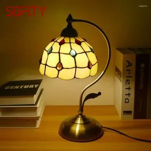 Tafellampen Sofity Tiffany lamp Amerikaans retro woonkamer slaapkamer luxueuze villa el gebrandschilderd glazen bureau