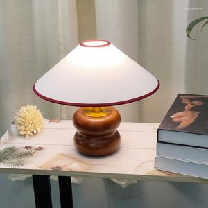 Lampes de table lampe en bois massif américain Vintage en bois chambre décor étude chevet bureau tissu abat-jour éclairage Led