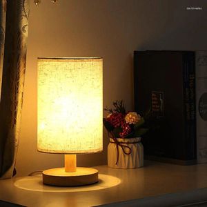 Tafellampen massief houten nacht lamplinen lamp bureau led oogbescherming nachtkastje USB aangedreven naast slaapkamer decor