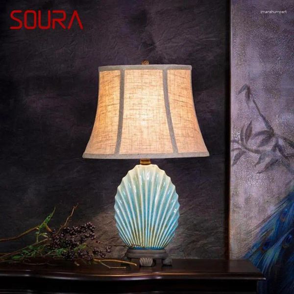 Lampes de table Soura lampe en céramique moderne Créatif LED Creative Bureau Light Shell Forme pour la maison Living Dining Bedroom Bedside