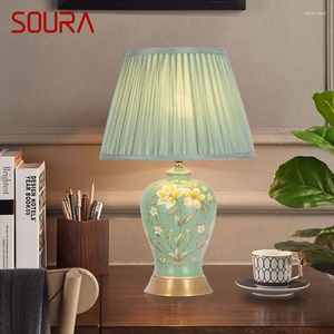 Tafellampen SOURA Chinese stijl keramieklamp LED Creatief Touch Dimbaar Eenvoudig nachtkastje Bureaulamp voor thuis Woonkamer Slaapkamer