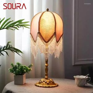 Lampes de table Soura French Filds Lampe American Retro Living Room Bedroom Villa Européen Pastoral Creative Desk Light