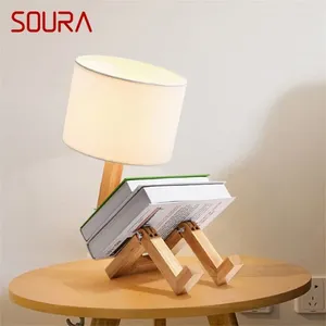 Tafellampen Soura Nordic Lamp Creative Wood Person Desk verlichting LED Decoratief voor thuisslaapkamerstudie