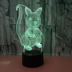 Tafellampen Eekhoorn 3d Lamp Fabriek Groothandel 7 Kleurverandering Touch Led Visual Gift Atmosphere Desktop