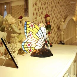 Lampes de table Vitrail Papillons Lumière Chambre Ornements UK Plug Lampe de Bureau